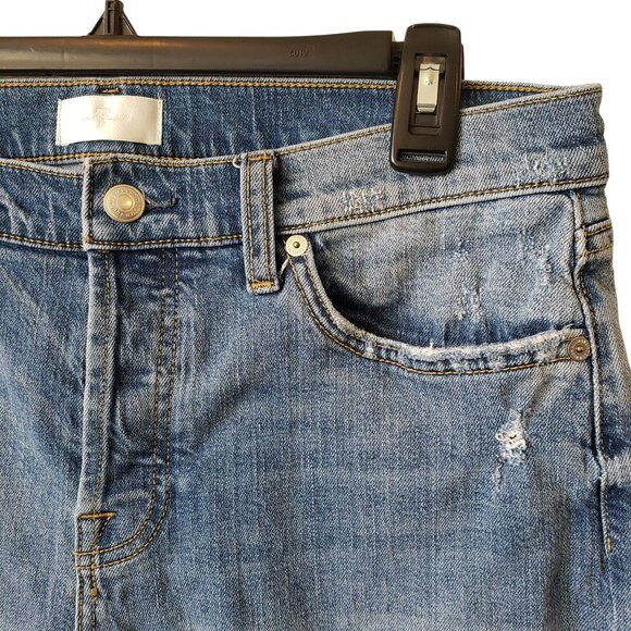 7 For All Mankind 7FAM Josefina Jeans 30 Boyfriend Distressed Medium Wash Blue - Picture 5 of 13